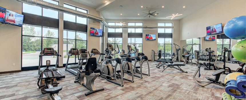 Fitness center in Greenwood apartment community